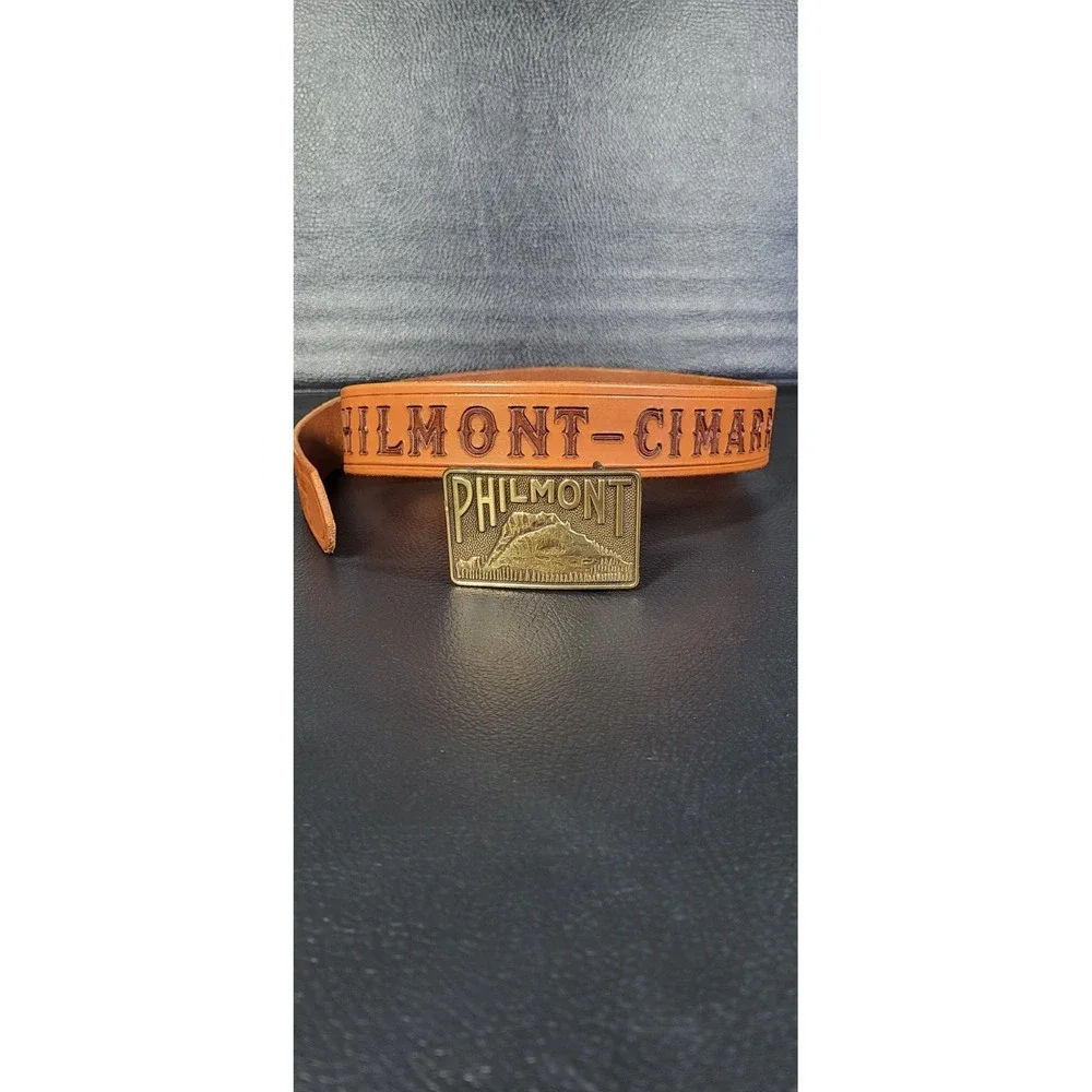 Vintage Boy Scouts BSA‎ Philmont Ranch Tooled Leather Belt & Buckle ~ Size 36